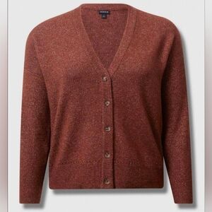 Torrid Vegan Cashmere Cardigan V-Neck Drop Shoulder Sweater Root Beer 00 NWT